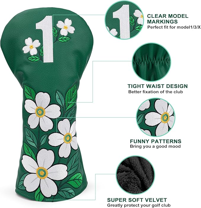 Golf Club Covers Driver Headcovers Fairway 3 Wood Headcover Hybrid Cover Faux Leather Rescue Headcovers Golf Head Covers for Most Brand