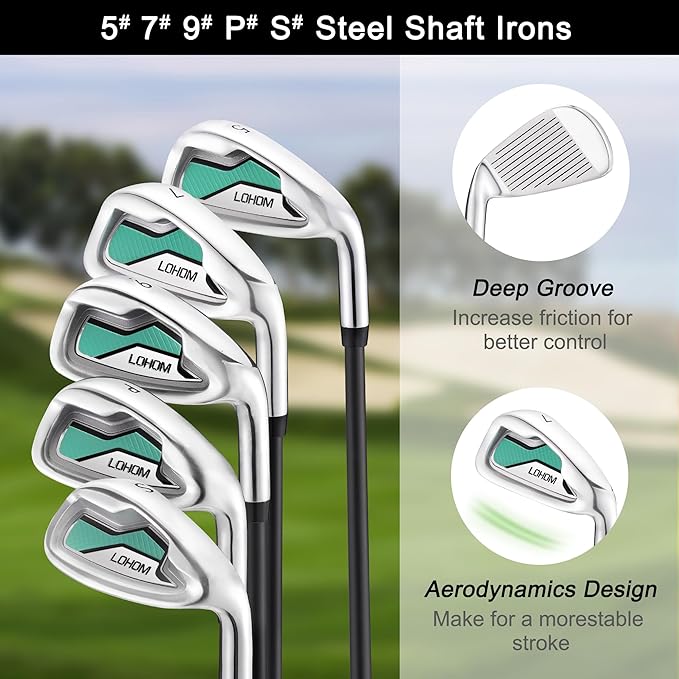 11 Pcs Women's Complete Golf Club Sets Right Hand with 14 Way Golf Cart Bag, Includes 460cc Alloy #1 Driver & #3 Fairway Wood & #4 Hybrid /#6/#7/#8/#9/#P/#S Irons & Putter