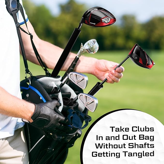 Golf Bag Tubes Set of 14 (1.25'') + 1 (1.5'') for Fat Putter Grip, Club Protection Sleeves, Dividers & Organizer, Travel Accessory for Golf Bag Separation and Organization with Putter Clip