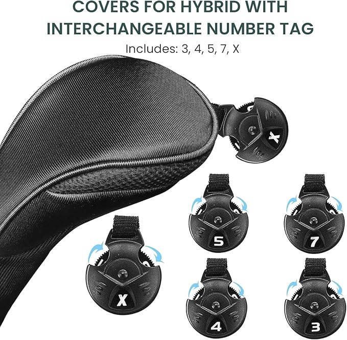 FINGER TEN Golf Club Head Covers for Hybrids Long Headcover Interchangeable Accessories for Ultimate Club Protection