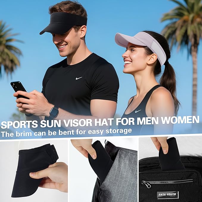 HH HOFNEN Sports Sun Visor Cooling Lightweight Stretchy Packable Running Golf Visor Hat for Men Women