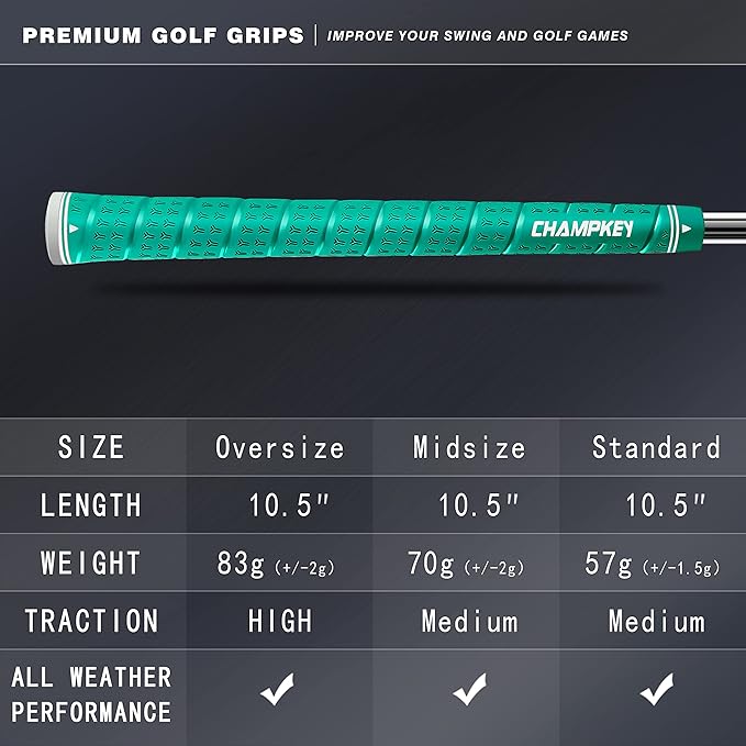 CHAMPKEY WRAP-Y Rubber Golf Grips 13 Pack Come with All Repair Kits - High Feedback and Traction Golf Club Grips
