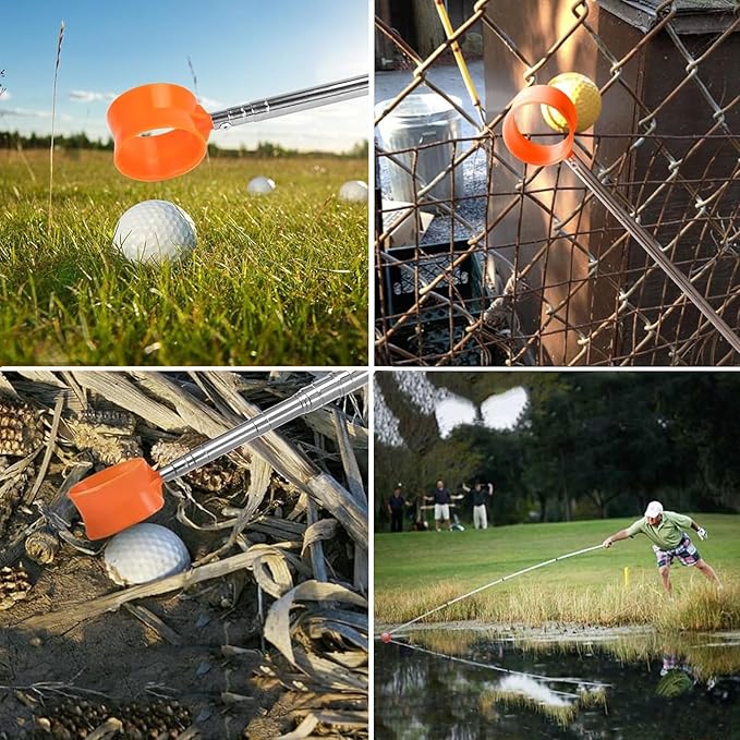 Golf Ball Retriever Telescopic, 12Ft Aluminum Alloy Golf Ball Retriever for Water, Ball Retriever Tool Golf Ball Grabber, Telescopic | Two-Sided | Easy Grab Ball | Golf Gifts for Men & Golfers
