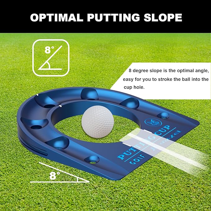 MAZEL Golf Putting Cup Hole Accuracy Trainer - Anodized Milled Aluminum Alloy Putting Training Aid for Indoor Outdoor Practice, with Carry Bag