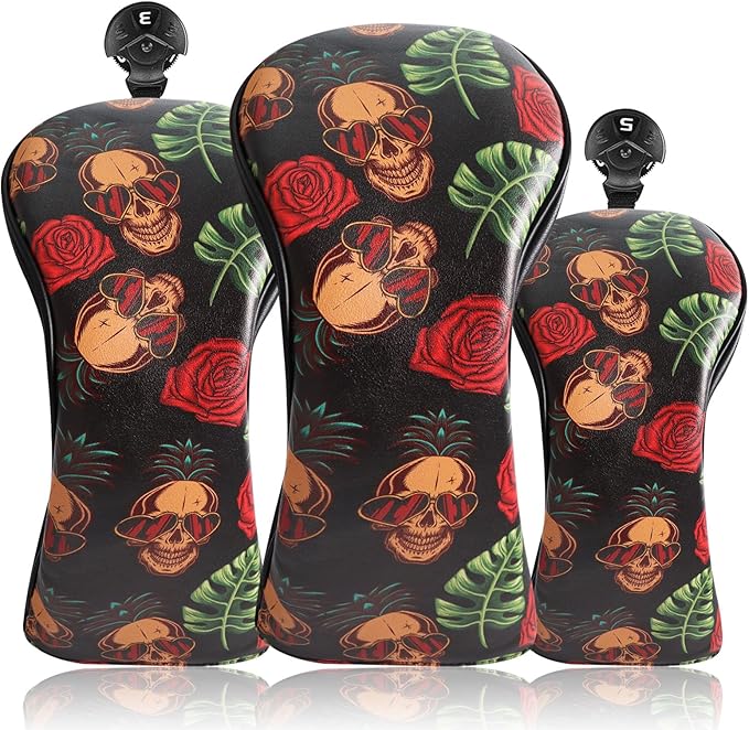 FINGER TEN Golf Club Head Covers for Woods Driver Fairway Hybrid with Interchangeable Number Tag 1 3 5 Premium Leather Headcovers for Women Men