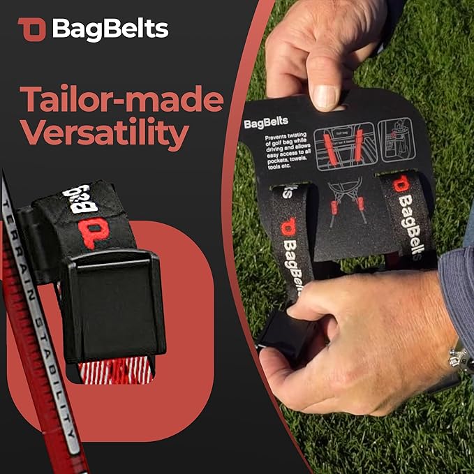Golf Bag Cart Straps, Golf Cart Belt Attachment, Holds Bag to Cart for Easy Access to Clubs, Golf Cart Accessories, Black