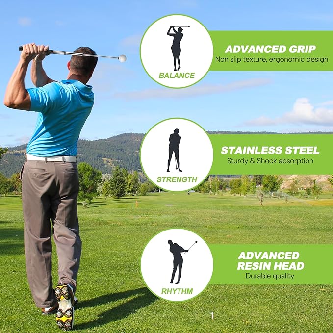 Retractable Golf Swing Training Aid, Golf Training Aid to Improve Hinge, Forearm Rotation, Shoulder Turna and Grip for Warm-up - Right-Handed Golf Club for Practice Indoor & Outdoor Practice