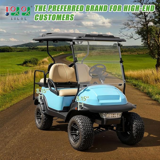 10L0L 4PCS Golf Cart Fender Flares for Yamaha G29, EZGO TXT/RXV, Club Car DS/Precedent - Heavy Duty ABS Plastic Mud Guards with Reflectors & Stainless Steel Hardware