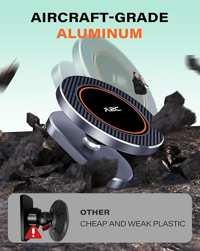 A2C 2-Pack Alloy Magnetic Golf Cart Phone Holder Compatible with MagSafe iPhone 17 Pro Max Plus 16 15 14 13 12 Mini Fits EZGO, Club Car, Yamaha, Icon, Golf Cart Accessories Gift for Men Women Friend