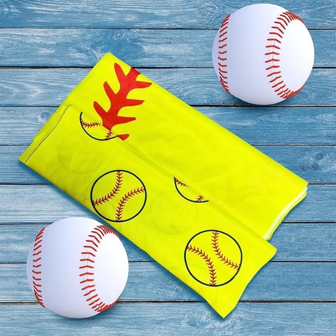 OPSO Baseball Softball Cooling Towel Set, 40 x 12 inches, 12 Pack, Microfiber Sports Towels for Baseball, Soccer, Golf LCE Towel Microfiber Sports Towels for Player (Softball 4)