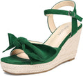 girgod Espadrilles Wedge Sandals for Women Bow Platform Wedges Heels Open Toe Ankle Strap Summer Wedding Wedges