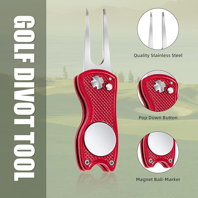 Mile High Life Printed Golf Towel(16"x24"), Brush Tool Kit, Divot Repair Tool, Microfiber Towel，Brush with 2FT Retractable Cord, Repair Tool w Magnetic Golf Ball Marker