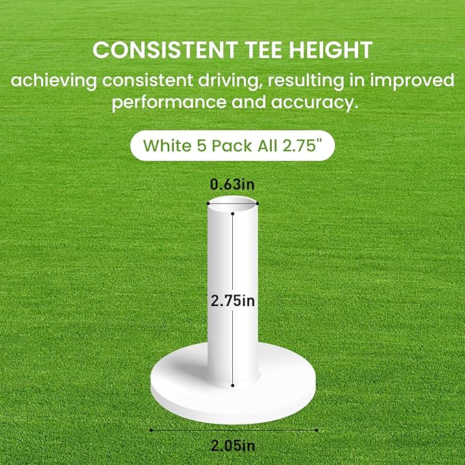 FINGER TEN Golf Rubber Tees Driving Range Value 5 Pack, Mixed Size or 5 Same Size for Practice Mat