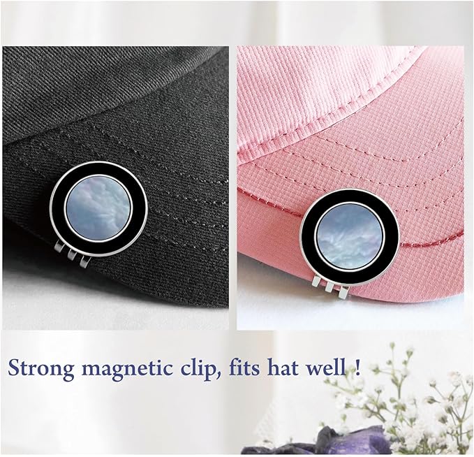 Golf Ball Marker Hat Clip with Pearl Ball Marker, Golf Gifts, Golf Accessories, Golf Ball Markers for Women