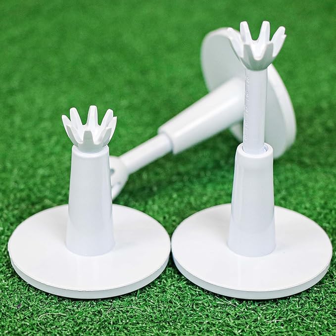 Adjustable Golf Tees - Essential Accessories for Men, Unbreakable & Durable - No Need to Repeatedly Pick Up (3 Pack White)