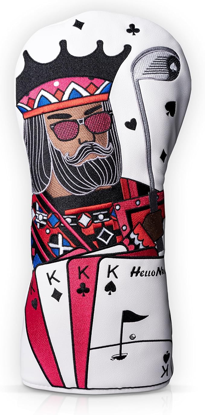 Golf Club Covers – Funny Poker Leather Driver Headcover, Fairway Wood & Hybrid, Cool Embroidered Golf Headcovers