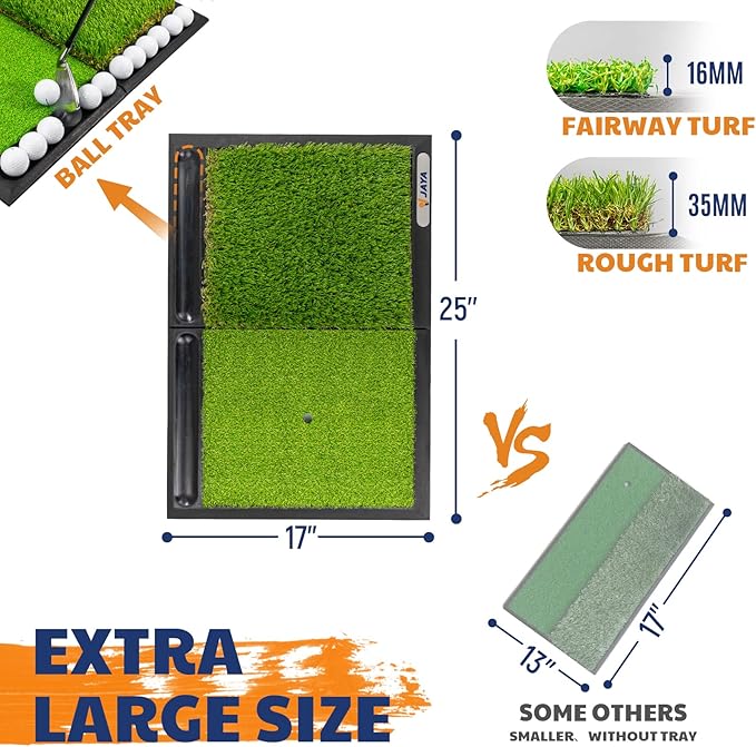 JAYA Golf Hitting Mat with Heavy Rubber Base, Foldable Golf Practice Mat for Indoor and Outdoor Training, Fairway & Rough Turf for Swing and Chipping