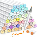 Caliart 61 Colors Pastel Alcohol Brush Markers, Drawing Markers Set Dual Tip Brush & Fine Permanent Alcohol Based Colored Art Pens, with Case for Artists Adults Coloring Book