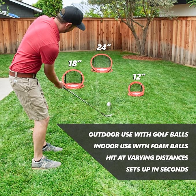 GoSports Chipster Pop-Up Golf Chipping Practice Net - Training Aid for Precision and Distance - Outdoor and Indoor Practice - Golf Gift