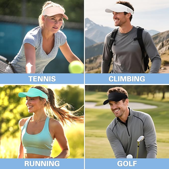 HH HOFNEN Sports Sun Visor Cooling Lightweight Stretchy Packable Running Golf Visor Hat for Men Women