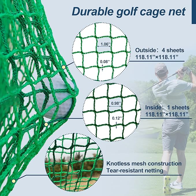 Golf Net Cage, 10X10X10FT Metal Frame Golf Simulators for Home and Backyard, Indoor & Outdoor Hitting Net, Black