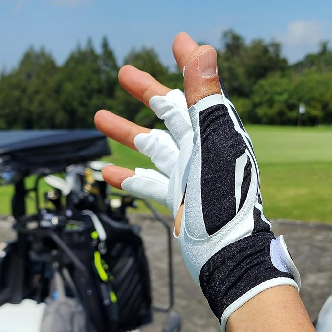 MONKEY GRIP Sun Protector Golf Glove Light Hand Premium Synthetic Half Finger UV-Cut Nonslip Power Grip No Twist