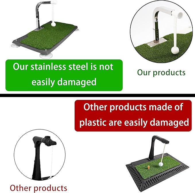 Golf Swing Trainer - Golf Training Equipment with 5 Height Adjustments - Iron and Club Practice Simulator in Home & Indoor - Portable Golf Swing Practice Mat, True Impact