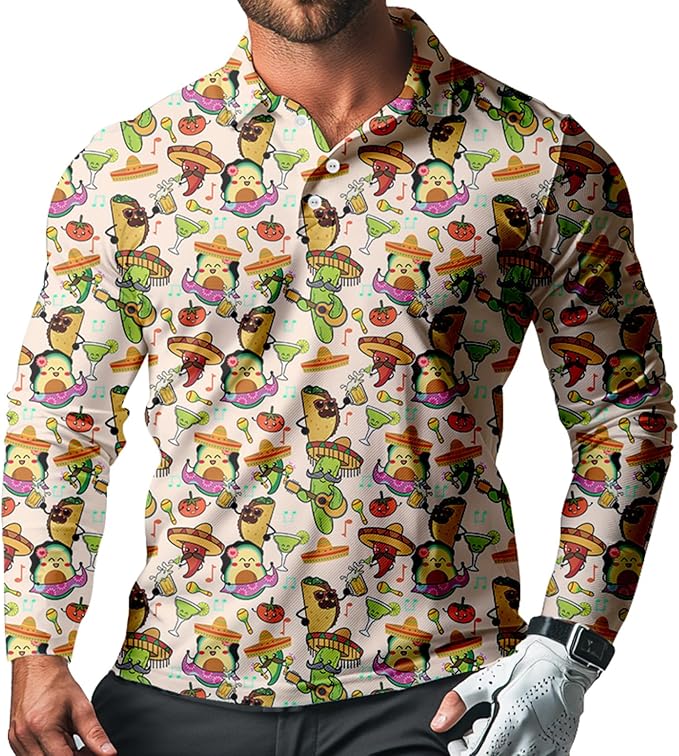 Men's Long Sleeve Golf Shirt Quick Dry 3 Button Work Fishing Outdoor Casual Collar Shirt