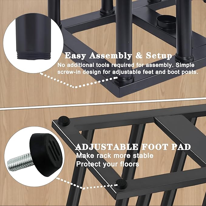 Boot Rack with Drying & Deodorizer, Heavy Duty Anti Rollover and Storage Functions, Suitable for Various Boots, Shoes, Gloves, Helmets, With Multifunctional Portable Dryer with Timer 600w