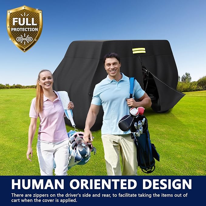 moveland 4/6 Passenger Golf Cart Cover, 100% 600D Waterproof, Universal Fits Most 4/6 Passenger EZGO, Club Car, Yamaha Golf Carts