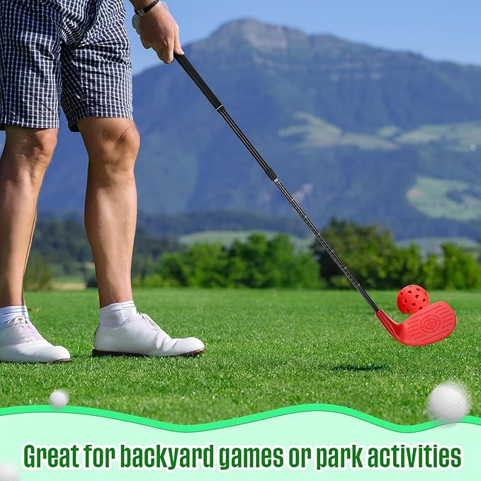 Realspring 4 Pack Backyard Golf Club Set Adjustable Golf Club for Backyard Game Plastic Chipping Clubs Hit Plastic Balls Outdoor Indoor Training Practice Gift(Right Hand)