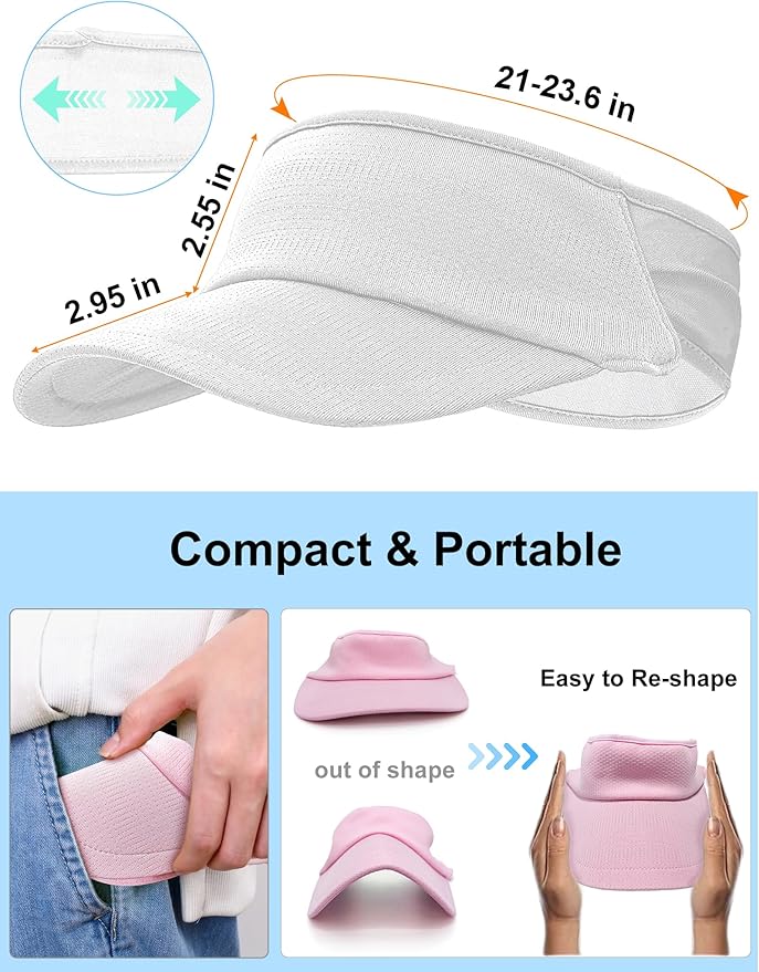 Sport Sun-Visor Hat Men Women Summer UV Protection, Lightweight Cooling Golf Running Tennis Sweat-Band Cap