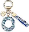 Pink Blue White Initial Letter Keychain Gift for Women Girls Bling Sparkly Cute Backpack Car Key Accessories Lanyard
