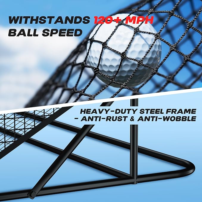MR Golf Hitting Net 10’x10’ with Side Barriers, Extra Large Golf Practice Net with Ball Return System, Golf Simulator
