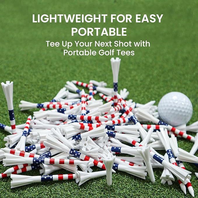 FINGER TEN Unbreakable Golf Tees Plastic 80 3 1/4" or 2 3/4" Driver Tees with 20 1 1/2" Iron Tees Assorted Pack, Low Resistance & Consistent Height Long Short Tees with Bright Colors