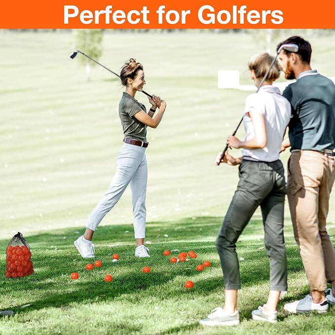 80 Pack Practice Golf Balls Limited Flight 42 mm Golf Training Airflow Hollow Plastic Ball for Women Men Indoor Outdoor Driving Range Swing Practice Home