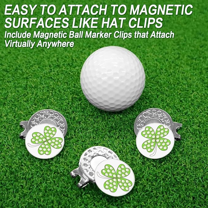 FINGER TEN Golf Ball Marker with Hat Clip Markers Assorted Patterns Value Gift Set Mark Golf Divot Tool Accessories for Men Women Kids