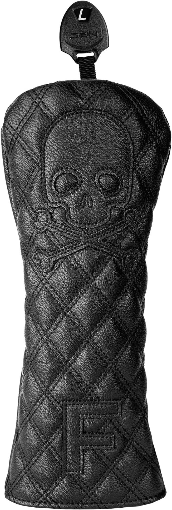 Golf Club Covers – Driver Headcover, Black Skull Leather, Fairway Wood & Hybrid, 3 Wood Headcover, Waterproof Easy-Clean, Universal Fit