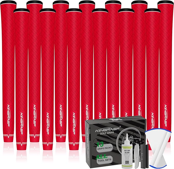 Multi Compound Golf Grips，13 Grips Set,Soft Rubber Golf Clubs Grips, Anti-Slip Ecological Cotton Yarn Thread Technology,Midesize Standard Size,6 Colors Optional