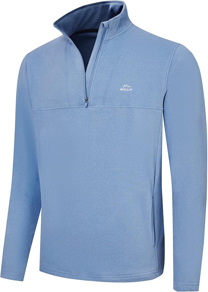 Willit Men's Winter Shirts Fleece Pullover with Pocket Quarter Zip Cold Weather Golf Hiking Casual Warm Shirts Long Sleeve