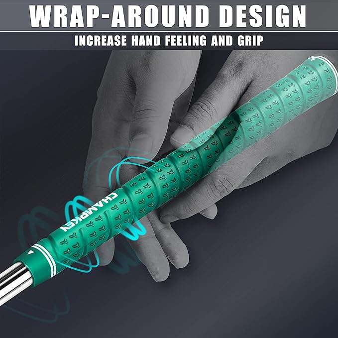 CHAMPKEY WRAP-Y Rubber Golf Grips 13 Pack Come with All Repair Kits - High Feedback and Traction Golf Club Grips