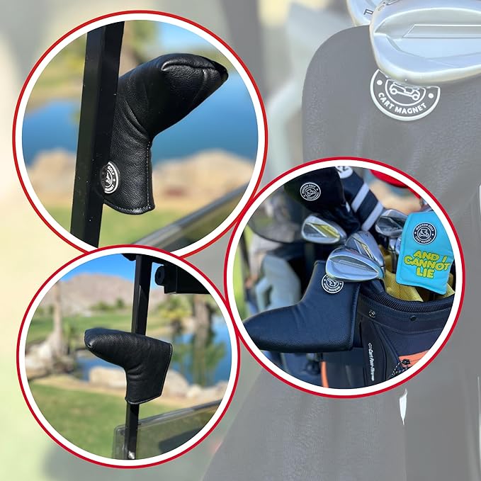 Classic Blade and Mallet Putter Headcovers with Madson Golf Cart Magnet for Secure Positioning and Quick Access, Protective PU Leather Head Covers, Magnetic Golf Accessories