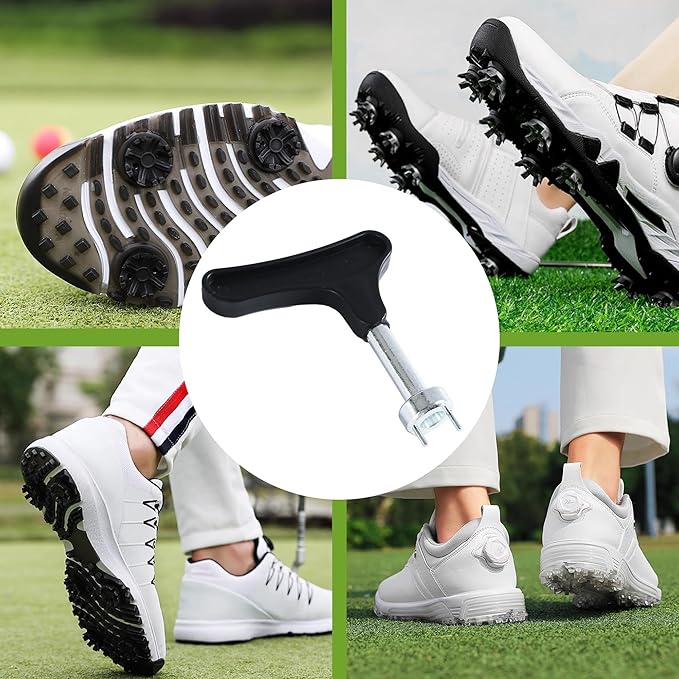 Golf Spike Wrench Zinc Alloy Golf Spike Tool with Ergonomic Handle Universal Spike Shoes Replacement Tool for Spike Shoes