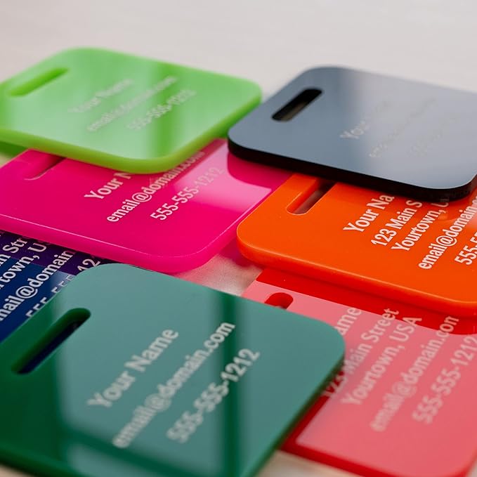 Custom Luggage Tags (3 or 6 Pack) - Personalized Unique Suitcase & Backpack Travel, Durable, Waterproof & Heavy Duty (Red)