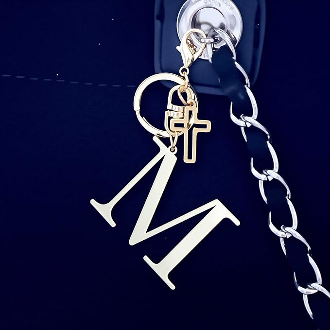 Gold Initial Keychain for Women A-Z Letter Cross Keychains Alphabet Key Chain bag Accessories Gift for Christian