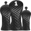FINGER TEN Golf Club Head Covers for Woods Driver Fairway Hybrid with Interchangeable Number Tag 1 3 5 Premium Leather Headcovers for Women Men