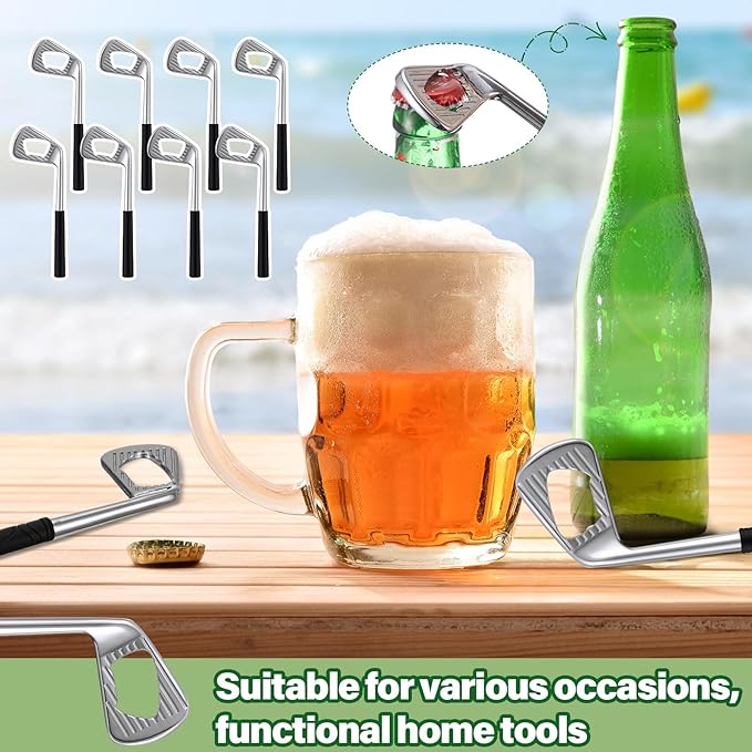 5 Pcs Golf Club Bottle Opener Bulk Novelty Groomsmen Gift Bachelor Party Favors for Golf Lover Beer Enthusiast, Made from Zinc Alloy (Silver)