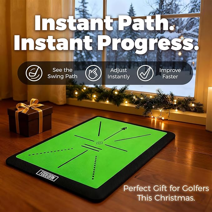 Golf Hitting Mat – Practice Mat with Swing Path Feedback & Impact Detection – Indoor/Outdoor Use – Golf Swing Trainer for Home Training – Gift for Golfers, Beginners & Pros