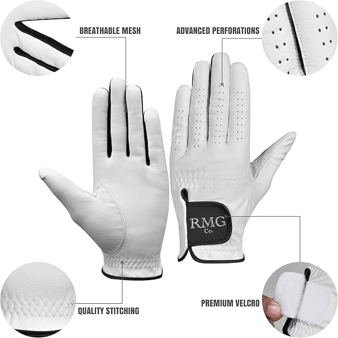 Premium Leather Classic White Golf Glove for Men Available in Left and Right Hand
