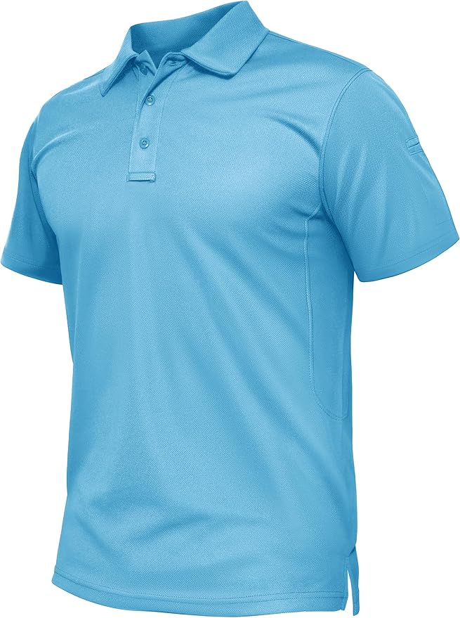 TACVASEN Mens Polo Shirt Short Sleeve Tactical Performance Collared Work Golf Shirts Dry Fit Pique Polos for Summer